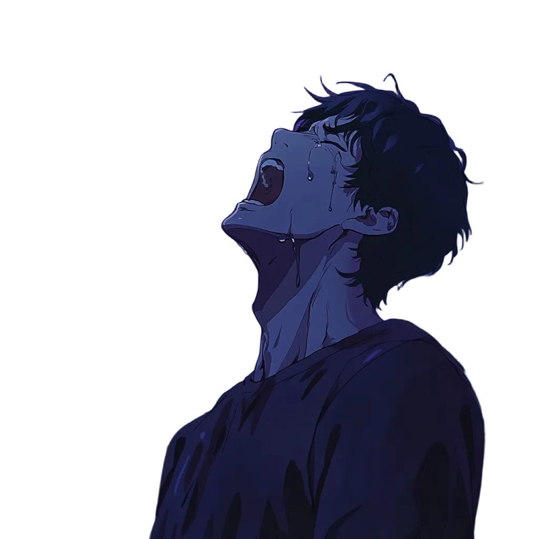 Anime Guy Screams Grief Vinyl Car Decal Sticker – Waterproof & UV-Resistant 4.0"