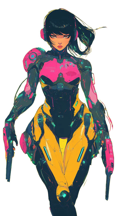 Anime Techwear Woman Dynamic Vinyl Car Decal Sticker – Waterproof & UV-Resistant 4.85"