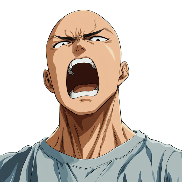 Bald Angry Anime Guy Vinyl Car Decal Sticker – Waterproof & UV-Resistant 4.0"