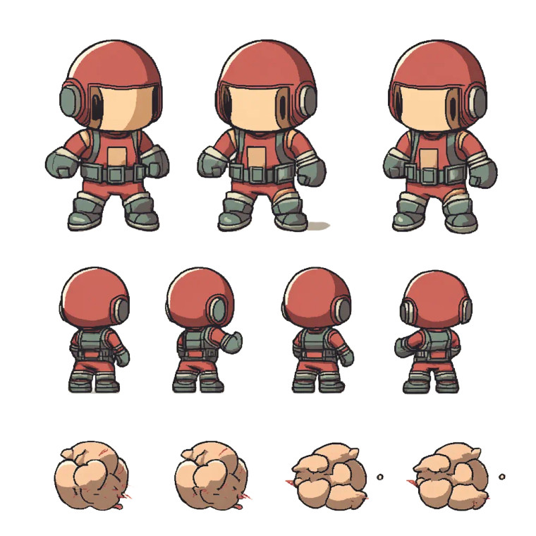 Bomberman Style Sprite Sheet Vinyl Car Decal Sticker – Waterproof & UV-Resistant 4.0"