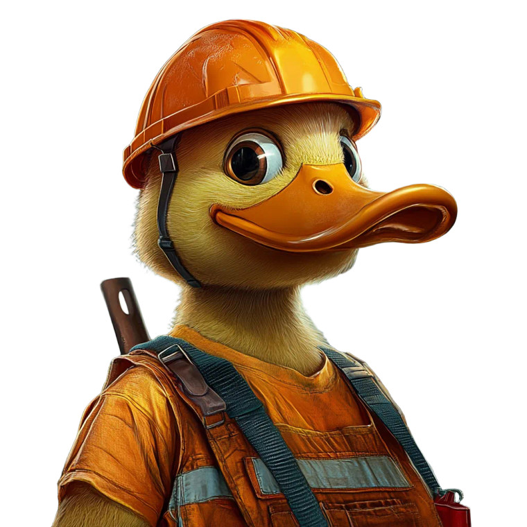 Duck Builder Outfit Vinyl Car Decal Sticker – Waterproof & UV-Resistant 4.0"