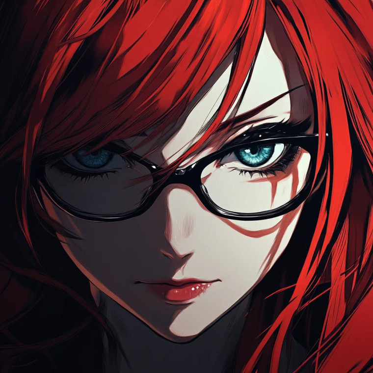 Evil Female Red Hair Glasses Vinyl Car Decal Sticker – Waterproof & UV-Resistant 4.0"
