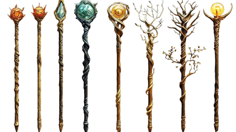 Fantasy Wizard Staffs Concept Vinyl Car Decal Sticker – Waterproof & UV-Resistant 7.14"