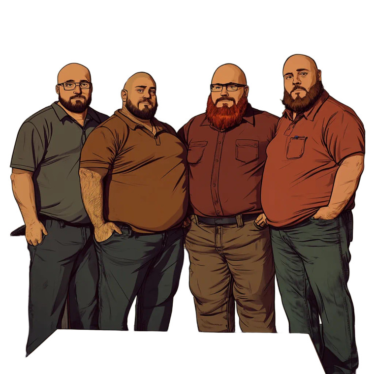 Fat Balding Workers Comics Vinyl Car Decal Sticker – Waterproof & UV-Resistant 4.0"