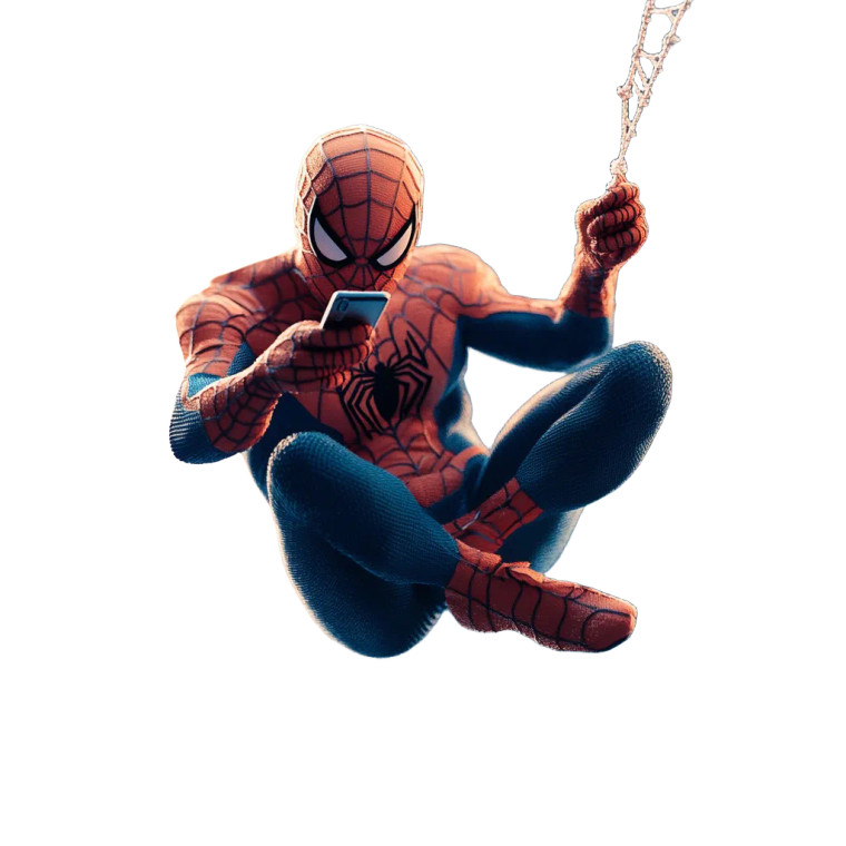 Fat Spiderman Swinging Texting Vinyl Car Decal Sticker – Waterproof & UV-Resistant 4.0"