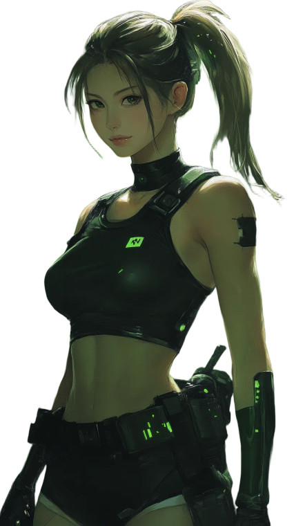 Female Warrior Black Green Vinyl Car Decal Sticker – Waterproof & UV-Resistant 4.0"