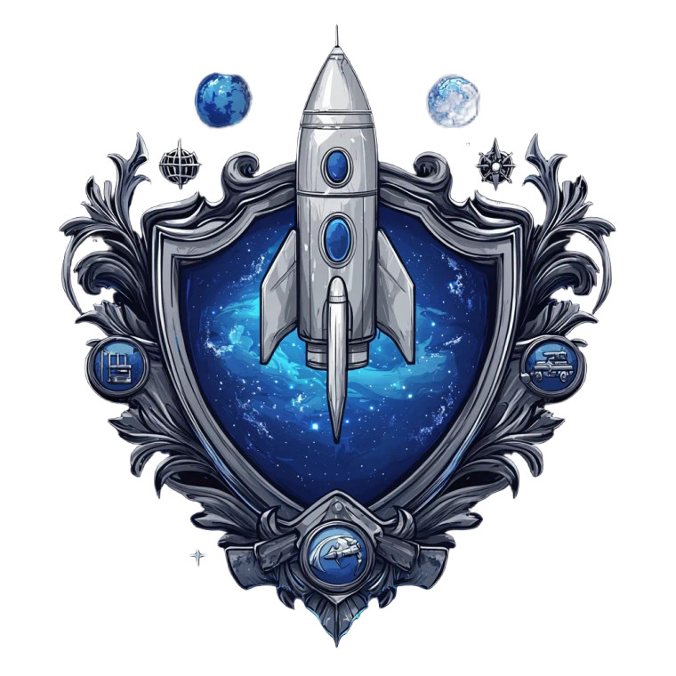 Futuristic Coat Arms Rocket Vinyl Car Decal Sticker – Waterproof & UV-Resistant 4.0"