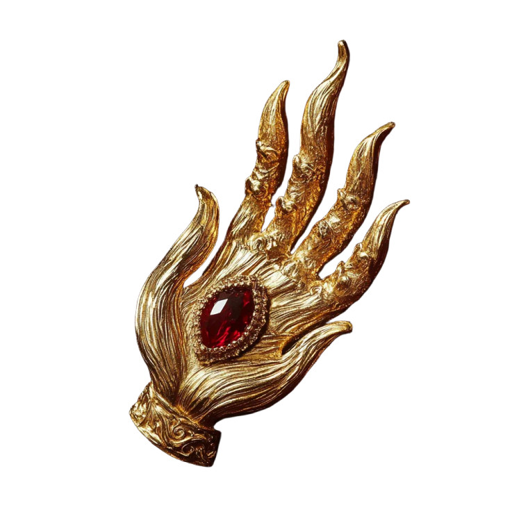 Golden Hand Flames Brooch Vinyl Car Decal Sticker – Waterproof & UV-Resistant 4.0"