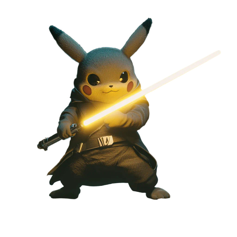 Gray Jedi Pikachu Lightsaber Vinyl Car Decal Sticker – Waterproof & UV-Resistant 4.0"