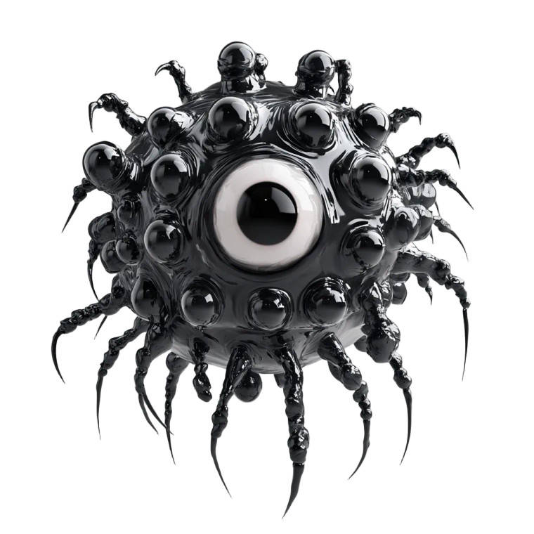 Grotesque Ferrofluid Monster Spider Eyes Vinyl Car Decal Sticker – Waterproof & UV-Resistant 4.0"