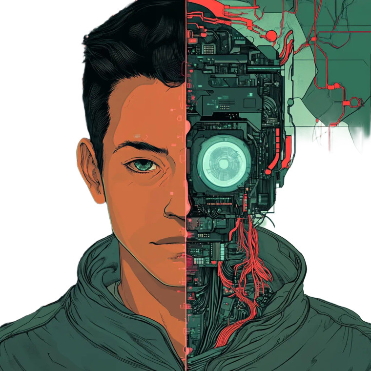 Hacker Ai Detection Comic Vinyl Car Decal Sticker – Waterproof & UV-Resistant 4.0"