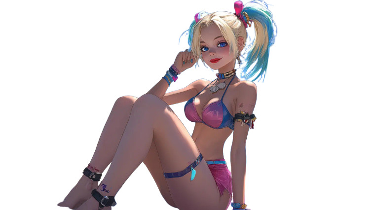 Harley Quinn Beach Sunbathing Vinyl Car Decal Sticker – Waterproof & UV-Resistant 7.14"