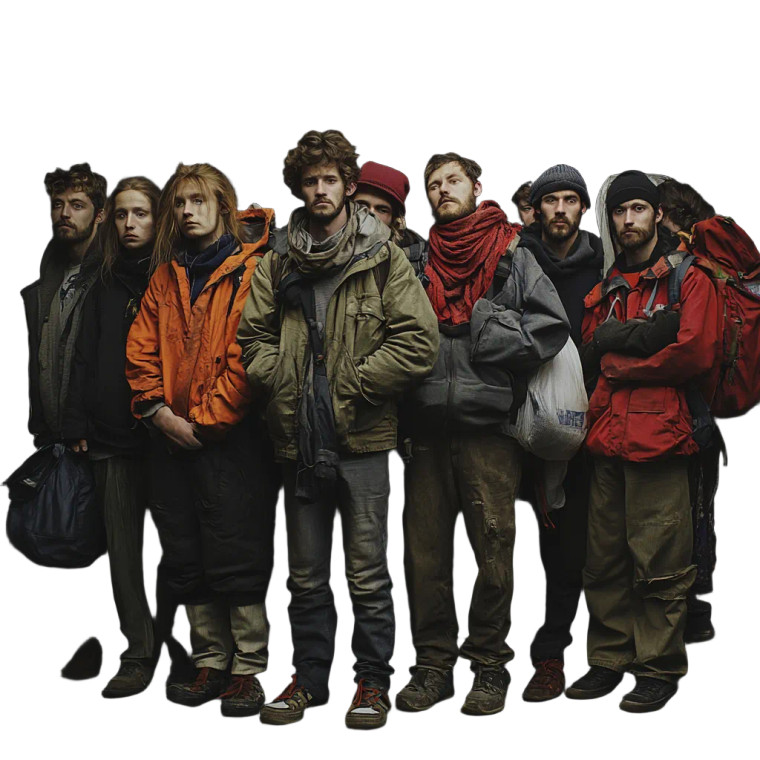 Homeless Group Lineup Vinyl Car Decal Sticker – Waterproof & UV-Resistant 4.0"