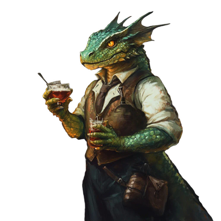 Humanoid Dragon Bartender Vinyl Car Decal Sticker – Waterproof & UV-Resistant 4.0"