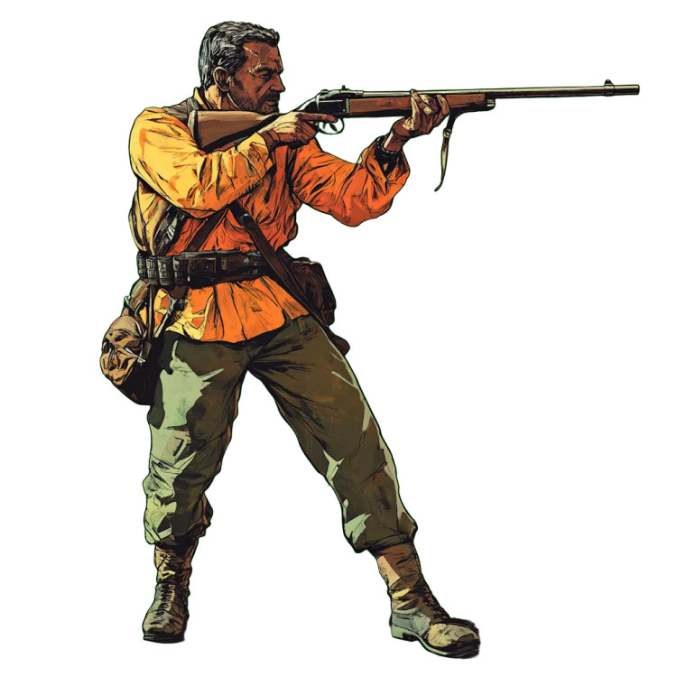 Hunter Gun Green Background Vinyl Car Decal Sticker – Waterproof & UV-Resistant 4.0"