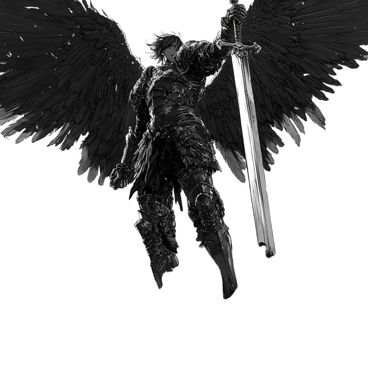 Knight Wings Sword Clouds Vinyl Car Decal Sticker – Waterproof & UV-Resistant 4.0"