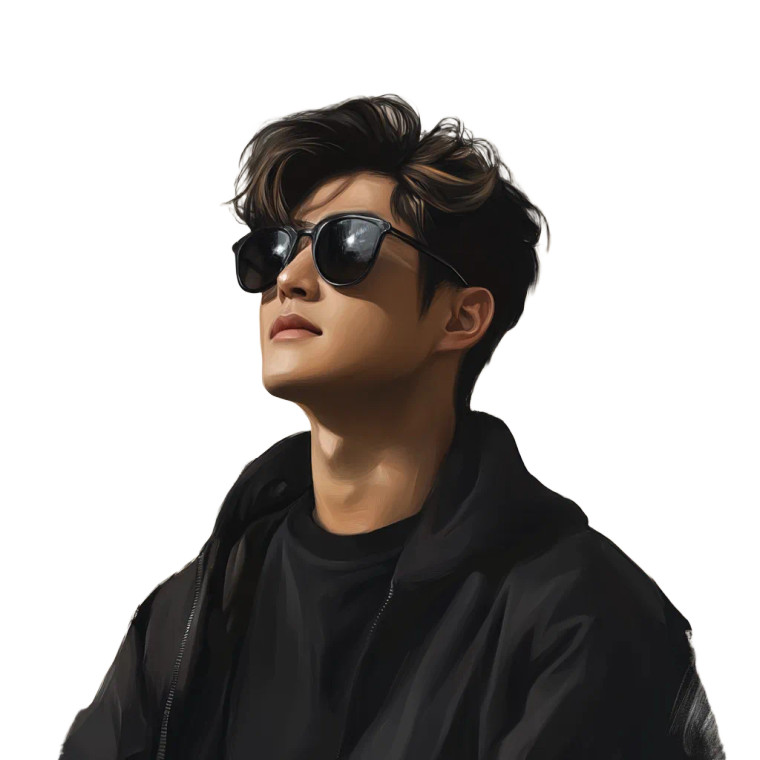 Korean Guy Sunglasses Realistic Vinyl Car Decal Sticker – Waterproof & UV-Resistant 4.0"