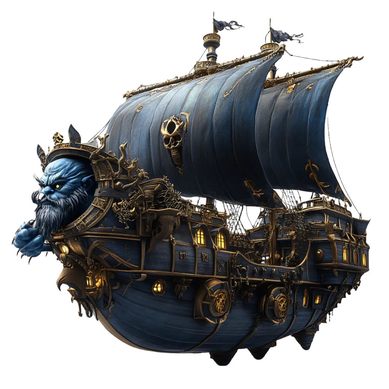 Magical Pirate Airship Vinyl Car Decal Sticker – Waterproof & UV-Resistant 4.0"