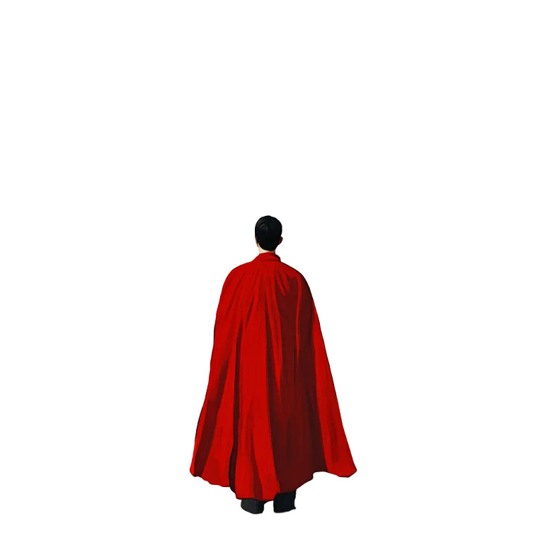 Minimalist Red Cloak Man Vinyl Car Decal Sticker – Waterproof & UV-Resistant 4.0"