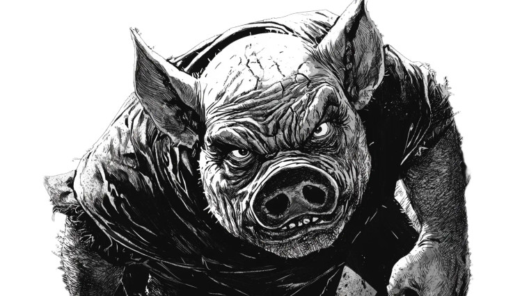 Ogre Pig Mask Illustration Vinyl Car Decal Sticker – Waterproof & UV-Resistant 7.14"