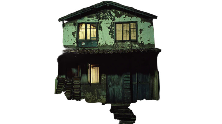 Old Korean House Night Vinyl Car Decal Sticker – Waterproof & UV-Resistant 7.14"