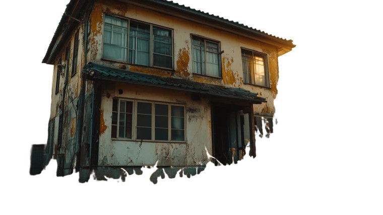 Old Korean House Sunset Vinyl Car Decal Sticker – Waterproof & UV-Resistant 7.14"