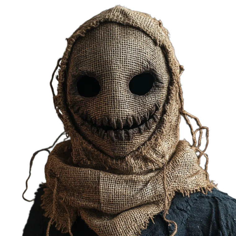 Scary Burlap Sack Mask Vinyl Car Decal Sticker – Waterproof & UV-Resistant 4.0"
