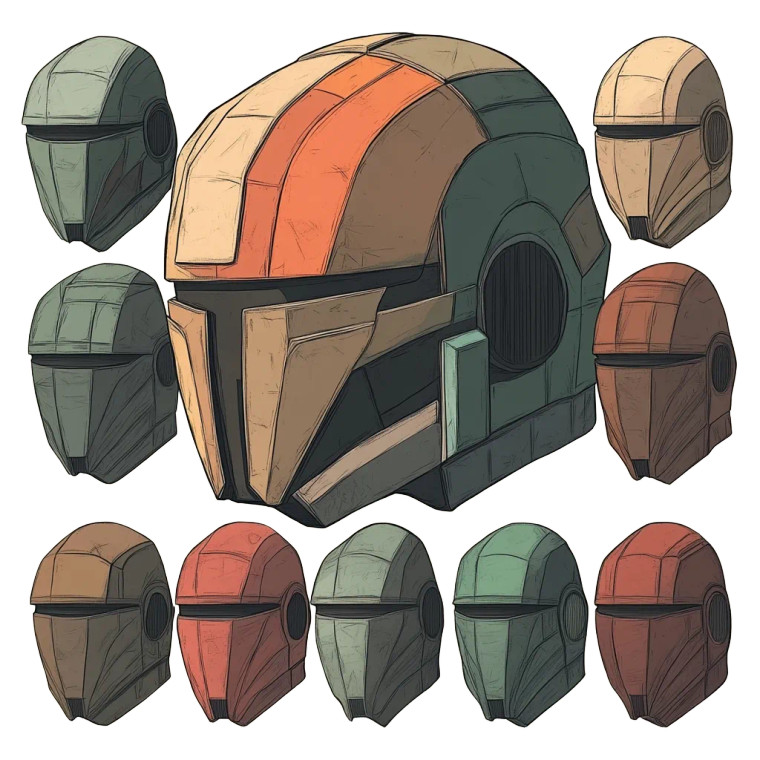 Sci Fi Helmet Earth Tone Vinyl Car Decal Sticker – Waterproof & UV-Resistant 4.0"