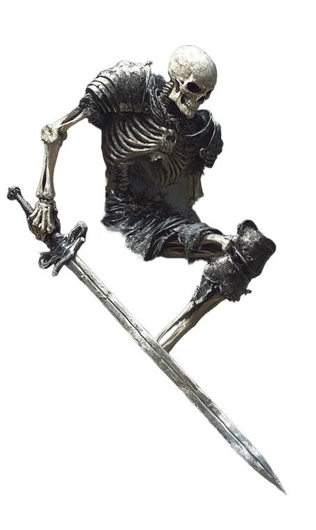Scrawny Skeleton Levitating Sword Vinyl Car Decal Sticker – Waterproof & UV-Resistant 4.0"
