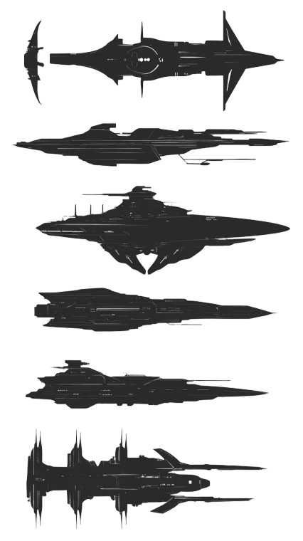 Spaceship Silhouettes Grey Vinyl Car Decal Sticker – Waterproof & UV-Resistant 4.0"