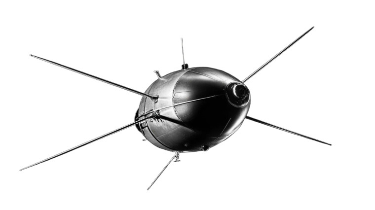 Sputnik Satellite Black White Vinyl Car Decal Sticker – Waterproof & UV-Resistant 7.14"
