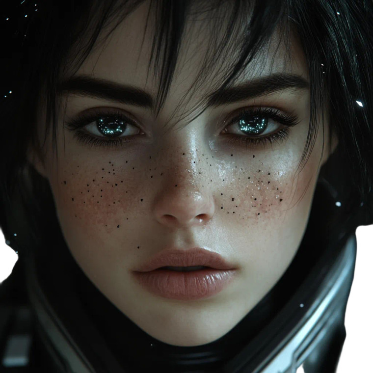 Starfield Female Dark Hair Vinyl Car Decal Sticker – Waterproof & UV-Resistant 4.0"