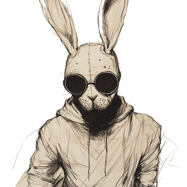 White Rabbit Mask Sketch Vinyl Car Decal Sticker – Waterproof & UV-Resistant 4.0"