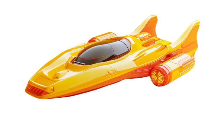 Yellow Pop Spaceship Vinyl Car Decal Sticker – Waterproof & UV-Resistant 7.14"