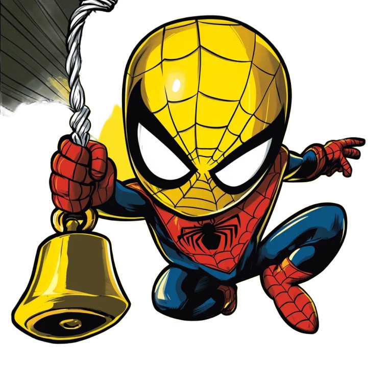 Yellow Spiderman Bell Vinyl Car Decal Sticker – Waterproof & UV-Resistant 4.0"