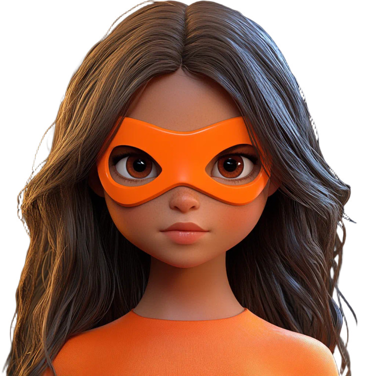 Young Girl Orange Mask Vinyl Car Decal Sticker – Waterproof & UV-Resistant 4.0"