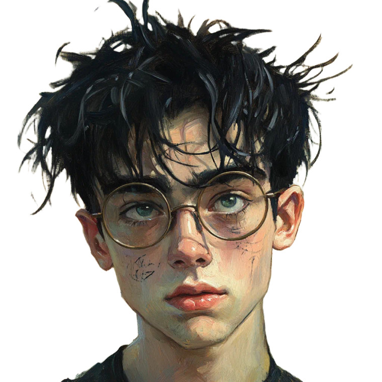 Young Man Glasses Painting Vinyl Car Decal Sticker – Waterproof & UV-Resistant 4.0"