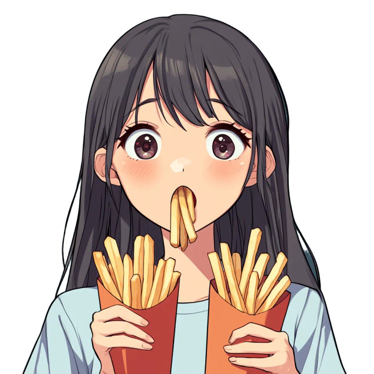 Anime Girl Fries Confused Vinyl Car Decal Sticker – Waterproof & UV-Resistant 4.0"