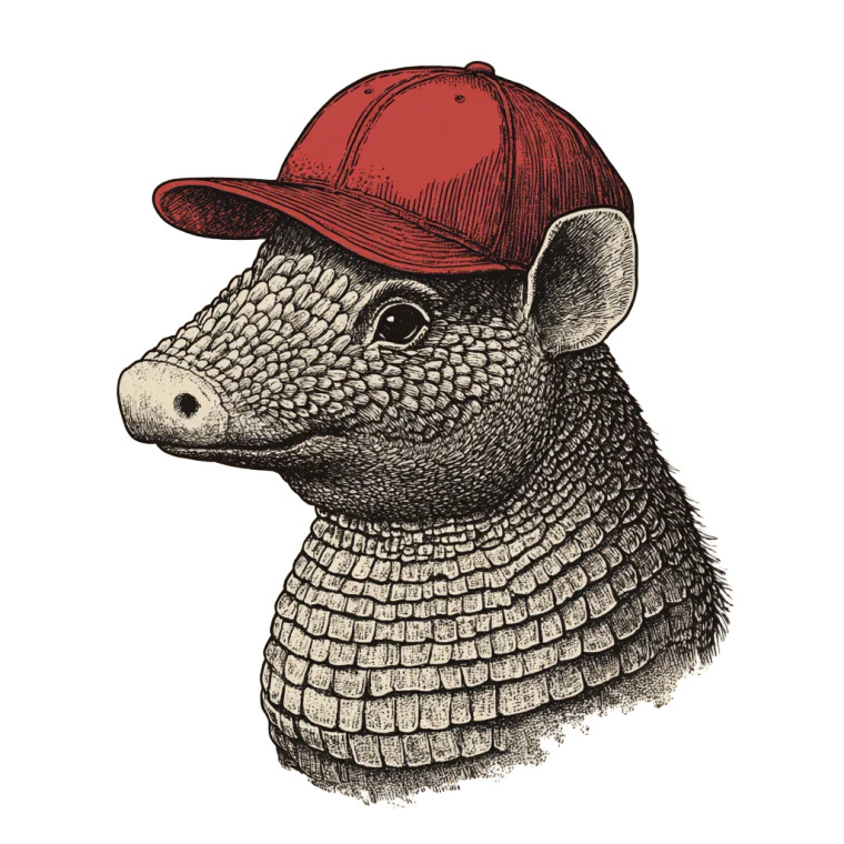 Armadillo Red Cap Vintage Vinyl Car Decal Sticker – Waterproof & UV-Resistant 4.0"