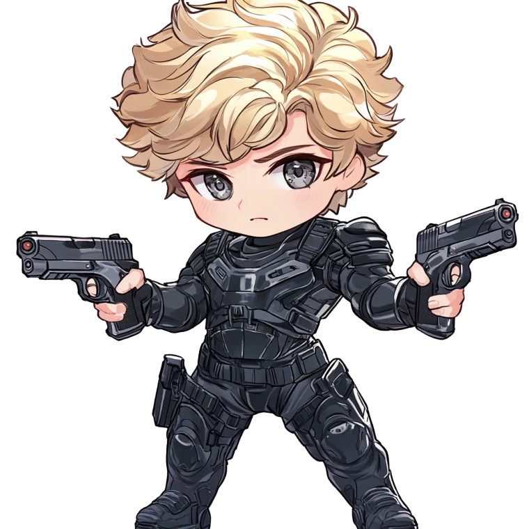 Blonde Muscular Boy Pistols Vinyl Car Decal Sticker – Waterproof & UV-Resistant 4.0"