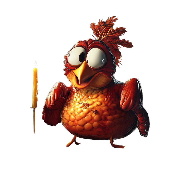 Cartoon Roasted Turkey Vinyl Car Decal Sticker – Waterproof & UV-Resistant 4.0"