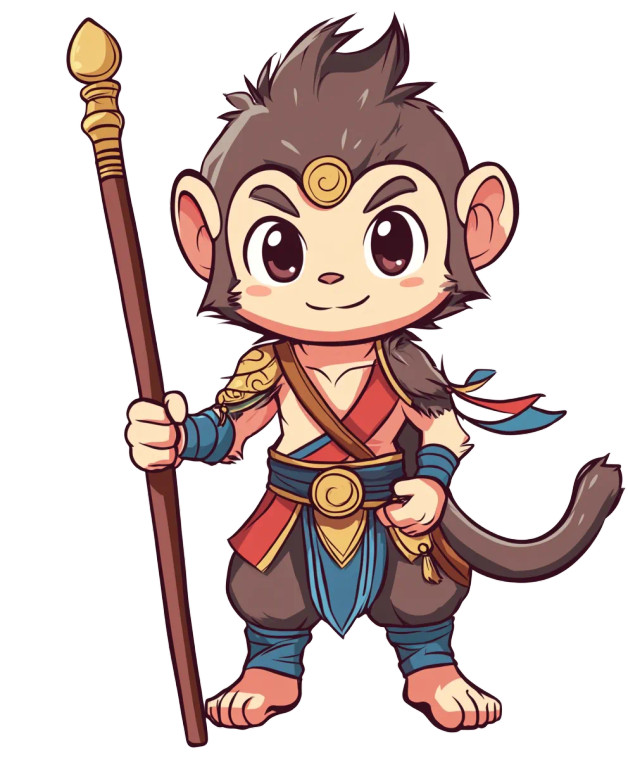Cartoon Wukong Staff Vinyl Car Decal Sticker – Waterproof & UV-Resistant 4.0"