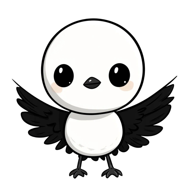 Chibi Baby Black Crane Vinyl Car Decal Sticker – Waterproof & UV-Resistant 4.0"