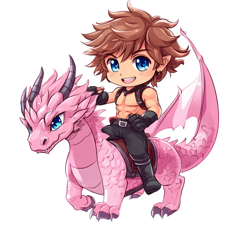 Chibi Male Pink Dragon Vinyl Car Decal Sticker – Waterproof & UV-Resistant 4.0"