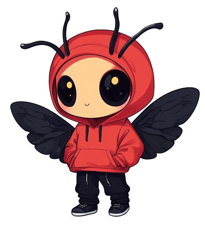 Chibi Red Bug Hoodie Vinyl Car Decal Sticker – Waterproof & UV-Resistant 4.0"
