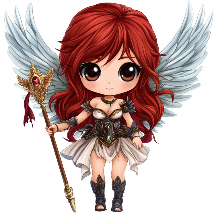 Chibi Warrior Red Hair Vinyl Car Decal Sticker – Waterproof & UV-Resistant 4.0"