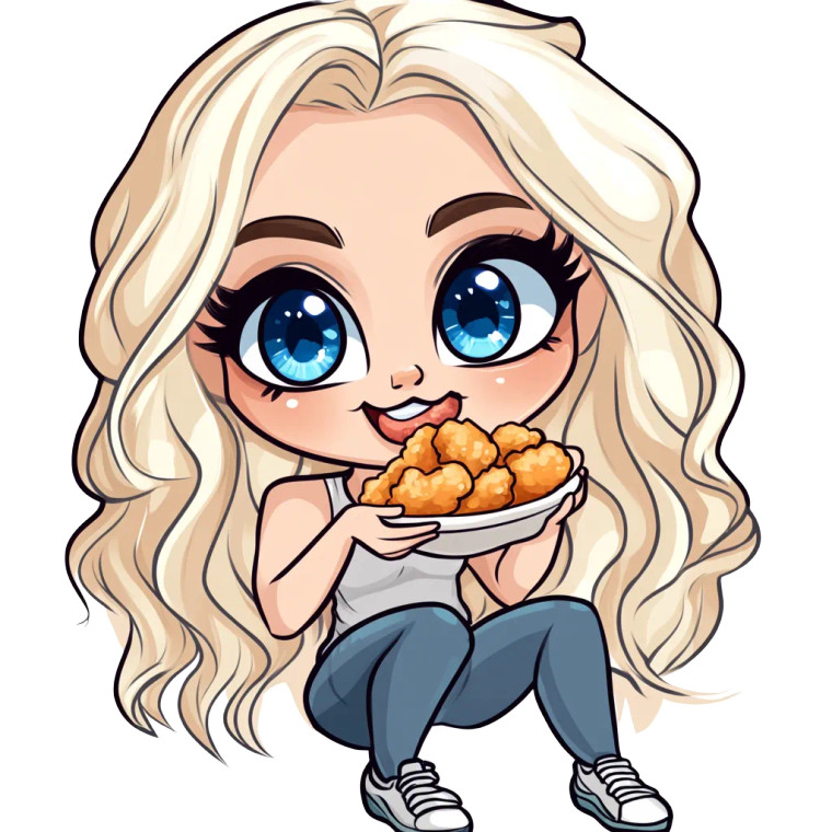 Chibi Woman Eating Nuggets Vinyl Car Decal Sticker – Waterproof & UV-Resistant 4.0"