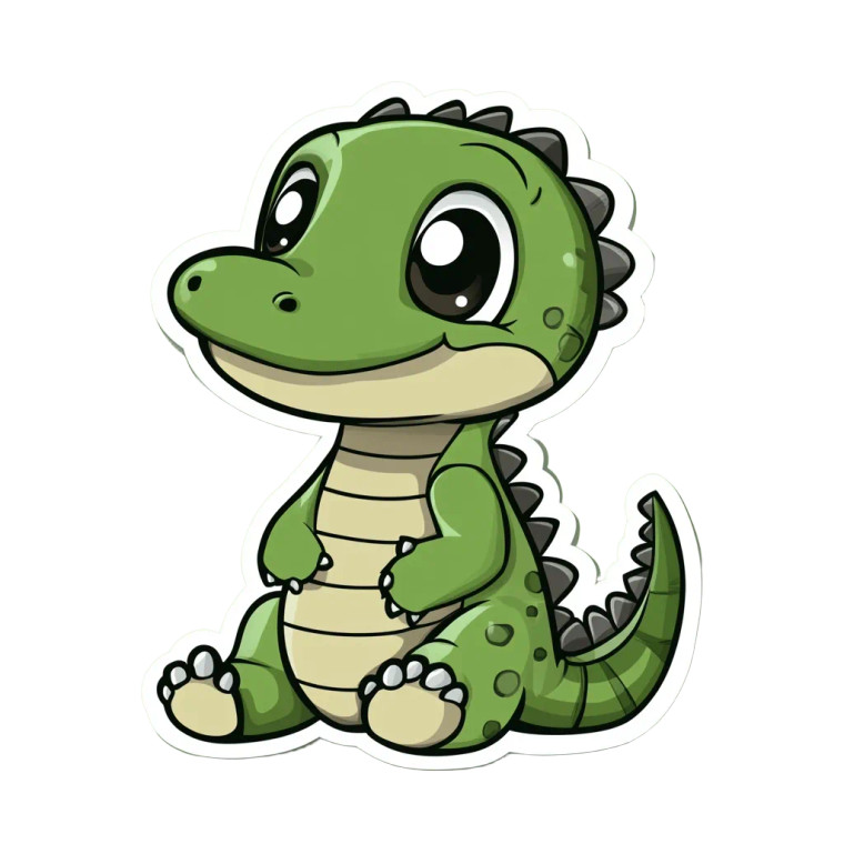 Cute Baby Crocodile Vector Vinyl Car Decal Sticker – Waterproof & UV-Resistant 4.0"
