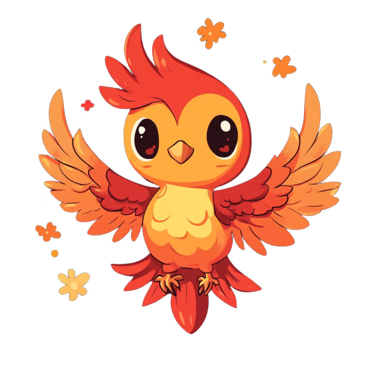 Cute Cartoon Phoenix Mascot Vinyl Car Decal Sticker – Waterproof & UV-Resistant 4.0"