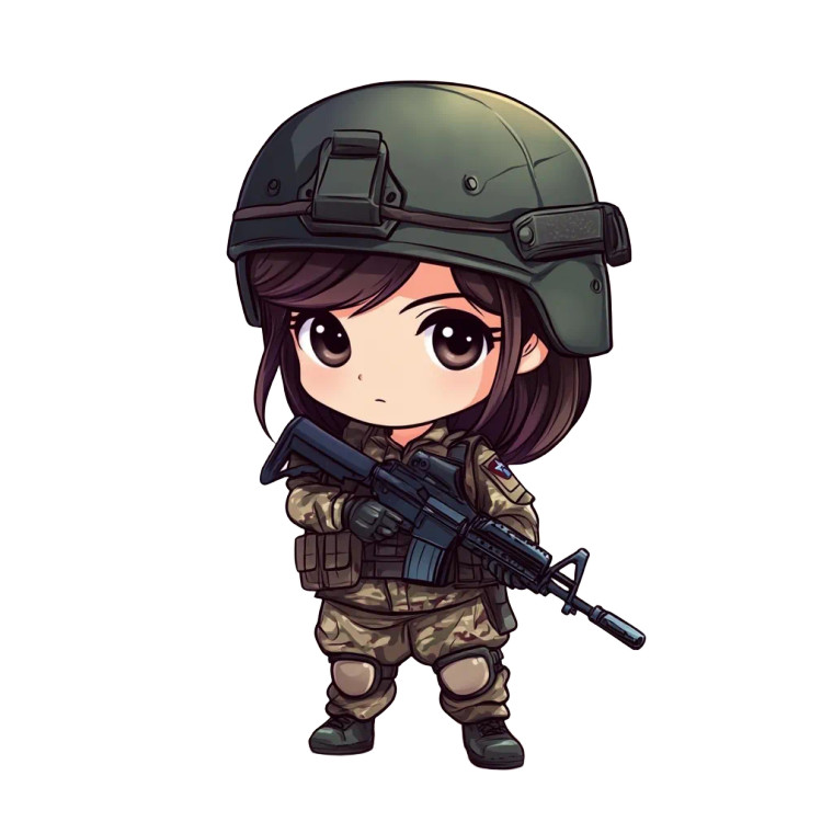 Cute Chibi Army Vinyl Car Decal Sticker – Waterproof & UV-Resistant 4.0"